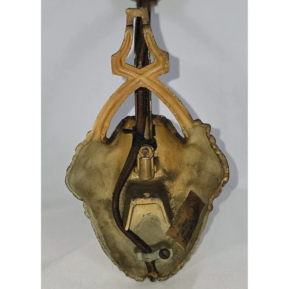 Vintage Cast Metal Flower Basket Wall Sconce Lamp Floral Cottage Victorian Chic